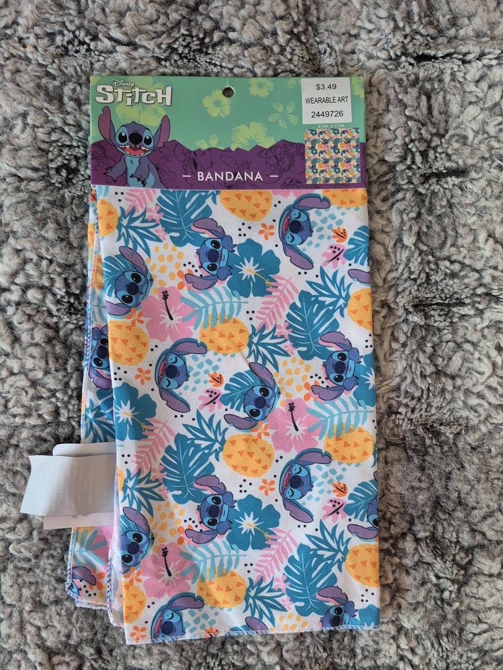 Disney 🖤 Stitch Pineapple Tropical Bandana - Blue, Yellow, Pink (867)